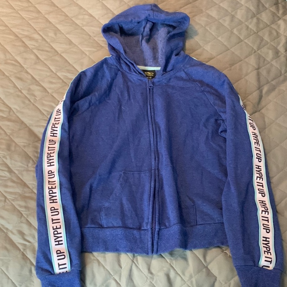 Athletic Works Blue Zip-Up Jacket with White Stripe Detail